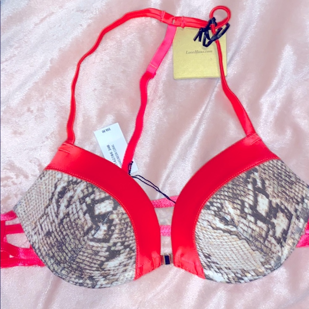 Pink Snake print bikini top